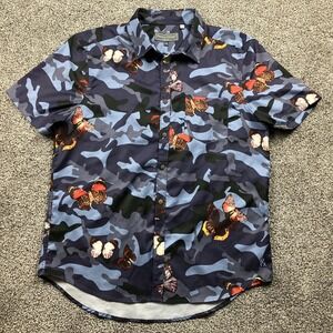 Paisley Gray Shirt Mens Large 17 Multicolor Camo Slim Fit Short Sleeve Button Up